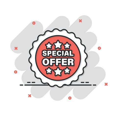 Special offer label icon in comic style. Discount banner cartoon vector illustration on isolated ...