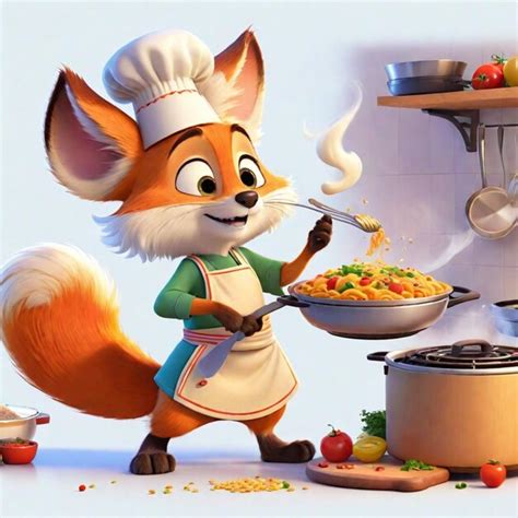 Premium Photo | A fox cooking in a kitchen