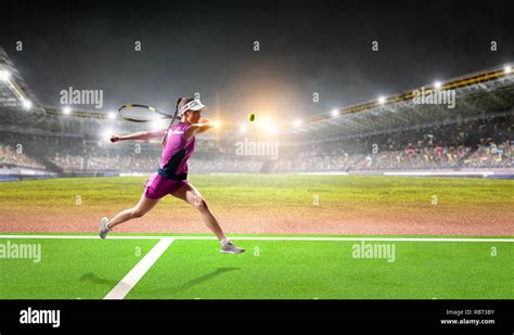 Big tennis player. Mixed media Stock Photo - Alamy