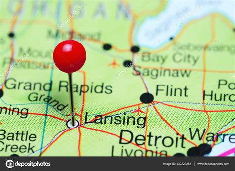 Lansing pinned on a map of Michigan, USA Stock Photo by ©dk_photos ...