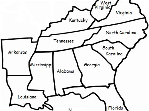 Printable handout | Teaching Resources | Southeast region, Maps for kids, Southeast region map