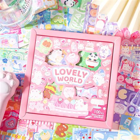 Amazon.com: 100 Sheets Kawaii Sticker Set, Doraking Lovely World Cute ...