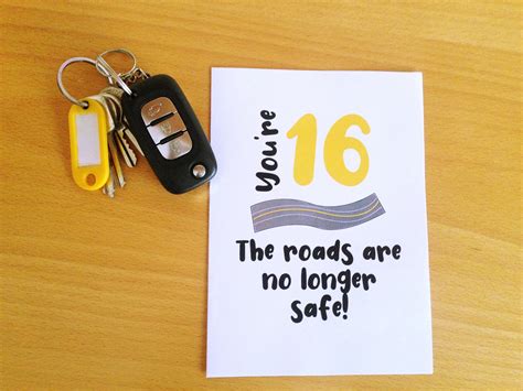 Printable 16th Birthday Card, Funny 16th Birthday Card, the Roads Are No Longer Safe, Sixteen ...