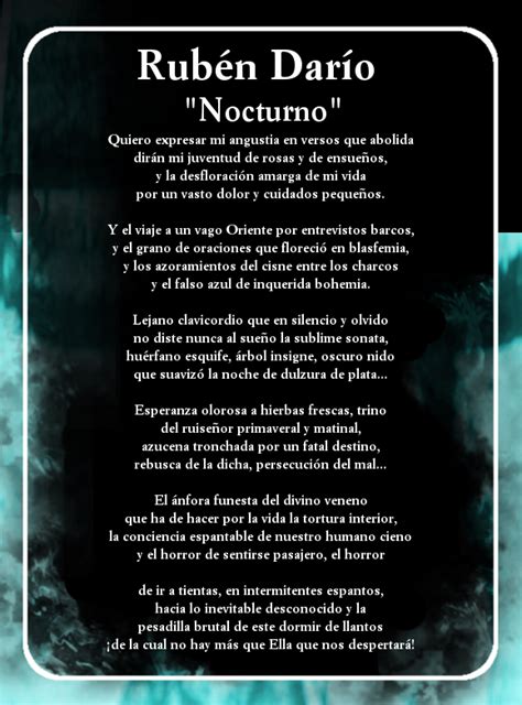 Poema "Nocturno" de Rubén Darío, presente en el libro -Poesía- de nuestra Colección Clásica ...