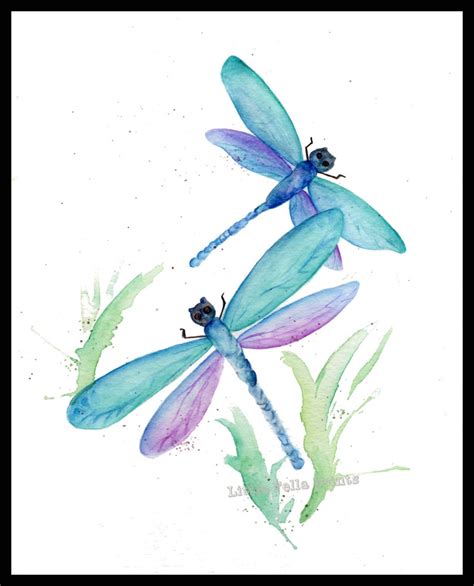 Dragonfly watercolor print dragonflies art botanical prints | Etsy