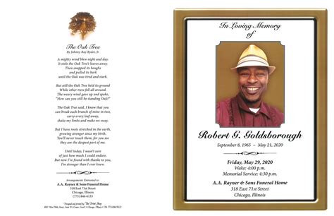 Robert G Goldsborough Obituary | AA Rayner and Sons Funeral Homes