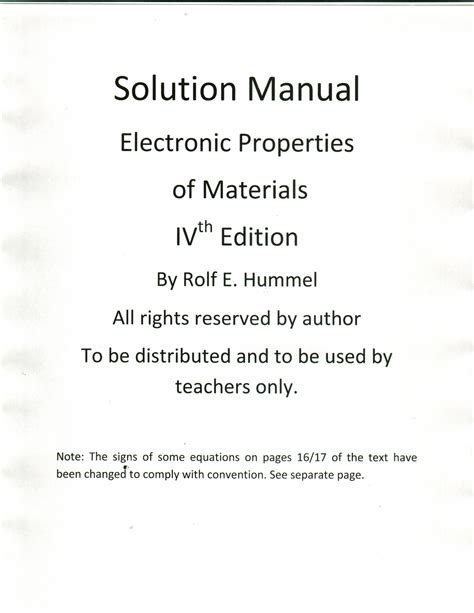 Electronic Properties of Materials 4th edition Hummel Solution Manual pdf | solutions