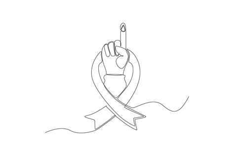 Continuous one line drawing finger bleeding with blood drops for checking diabetes. World ...