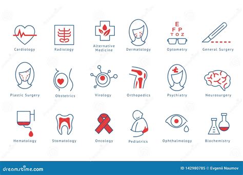 Hospital Departments Icons Set Vector Illustrations on a White ...