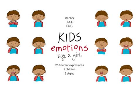 Kids emotions vector illustrations (211609) | Illustrations | Design ...