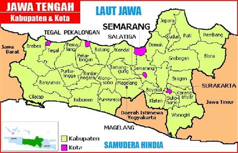 Profil Provinsi Jawa Tengah Beserta Gambar Peta Jawa Tengah Lengkap Dengan Nama Kabupaten dan ...