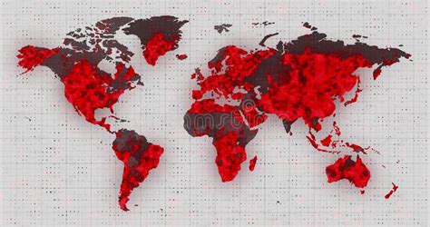 Image of the World Map and Countries Turning Red through Circles in a White Background Stock ...