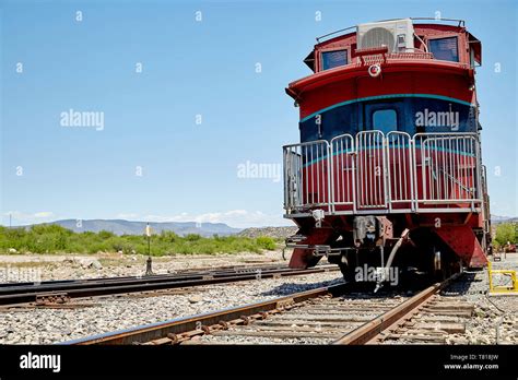 Clarkdale, Arizona, USA - May 4, 2019: Verde Canyon Railroad Caboose Train Car at Train Station ...