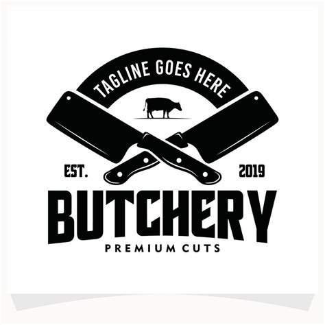 Butchery Shop Logo Design Template. Cow and meat cleaver knife vector design. 17788176 Vector ...