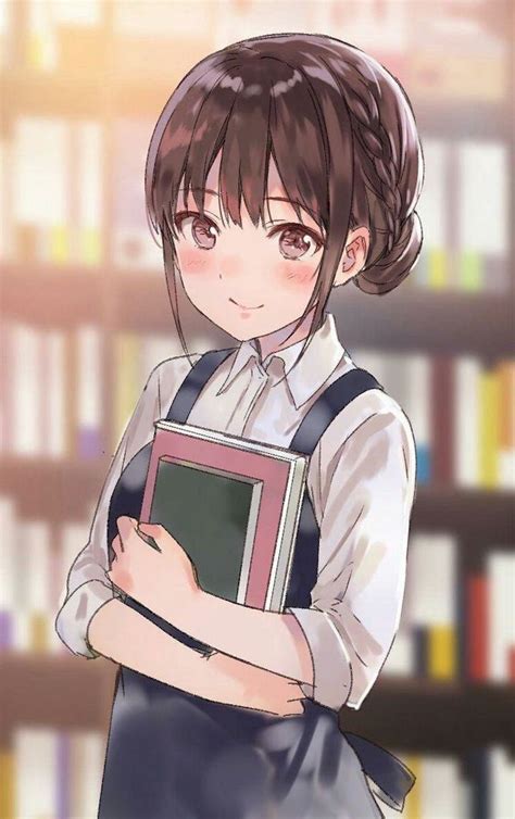 girl holding books, brown hair with bangs, how to draw anime boy, colourful drawing anime ...