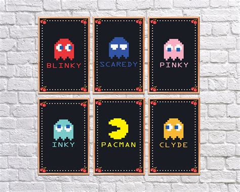 Pacman Poster Set, Art Download, Digital Prints, Printable Art, Printable Poster, Retro Gaming ...