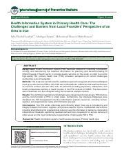 Challenges and Barriers of Health Information Systems in Primary | Course Hero