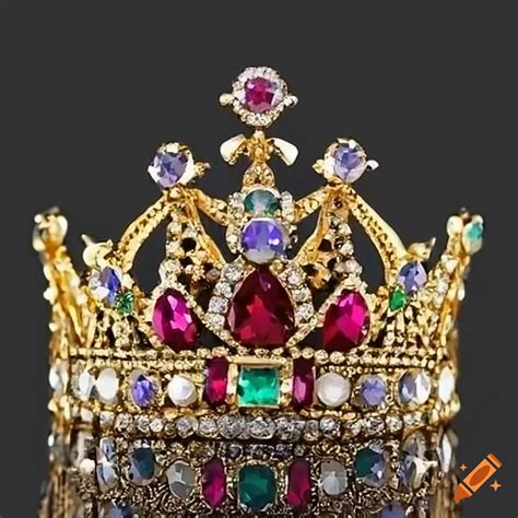Ornate gold crown jewels with gemstones on Craiyon