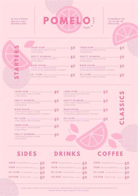 Free Vector | Pink restaurant menu for digital use