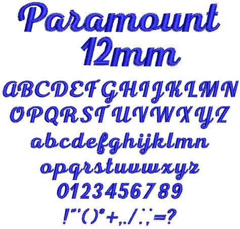 Paramount 12mm Font | Digitizing Made Easy