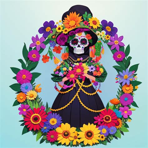 Premium AI Image | flowers typical of the dia de los muertos mexican religious flat design ...