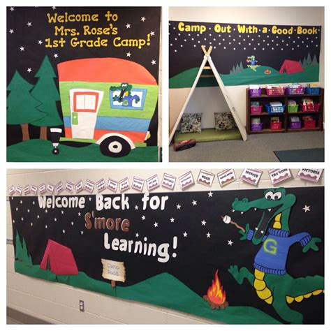 Camping themed classroom- bulletin boards and reading center | Camping theme classroom, Camping ...