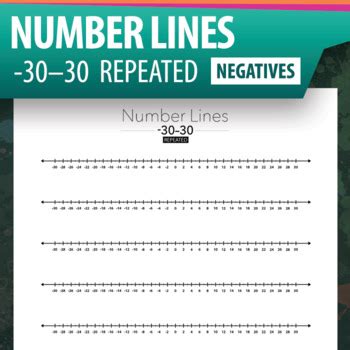 Number Line -30 to 30, Repeated Lines Worksheet (-30–30 Negative Number ...