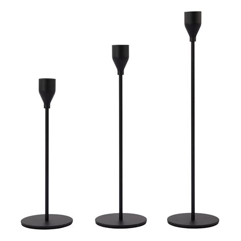 Metal Candle Holder Stand 3pc Set - Black