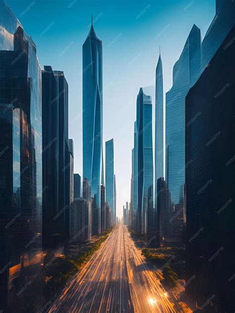 Premium AI Image | Futuristic building city background City landscape and road in cinematic ...