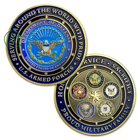 10pcs/lot Proud Military Family U.S. Armed Forces Challenge Coin Department of Defense DOD Coins ...