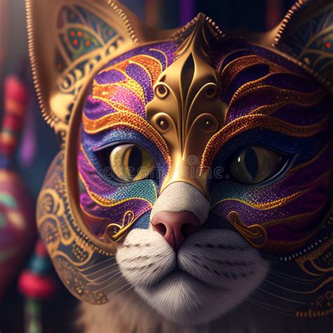 Carnival Cat in a Mask. Cat in Mardi Gras Mask. Celebration Mardi Gras ...