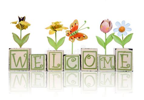 Garden Themed Welcome Sign stock image. Image of letters - 5886361