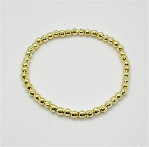 14kt Gold Coated Hematite Smooth Round Bracelet Stackable - Etsy 日本