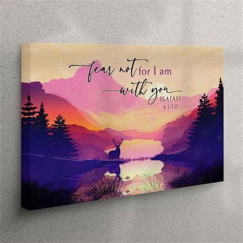Bible Verse Wall Art Isaiah 4110 Fear Not For I Am With You Mountain Canvas Wall Art - Christian ...