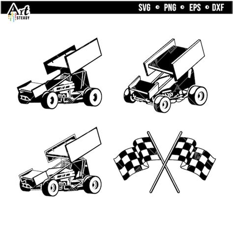 Sprint car svg files dibujo silueta coches de carreras svg - Etsy España