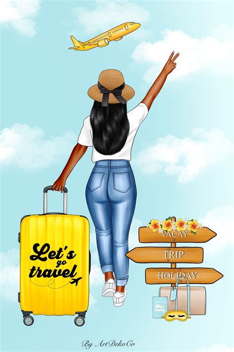 Travel girl clipart, Travel clipart,