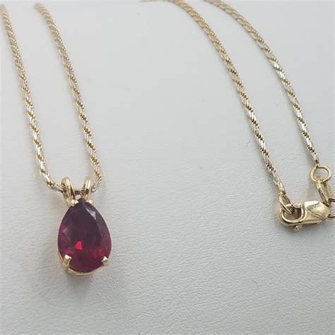 Pendant Gold Pendant Ruby Pendant 14K Solid Yellow Gold - Etsy