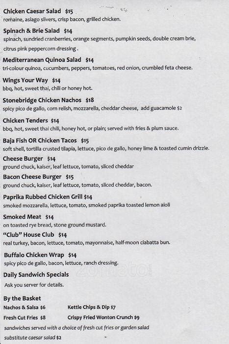 Stonebridge Golf Club Menu, Menu for Stonebridge Golf Club, Barrhaven, Ottawa - Urbanspoon/Zomato