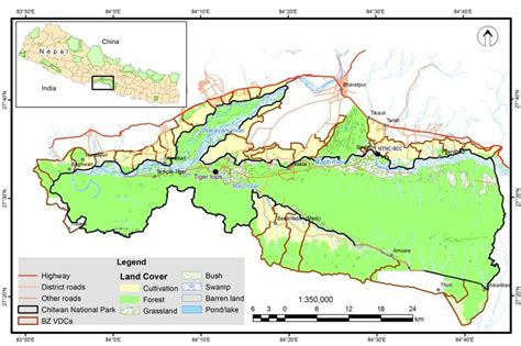 A GIS map of Chitwan National Park and the surrounding buffer zone area. | Download Scientific ...