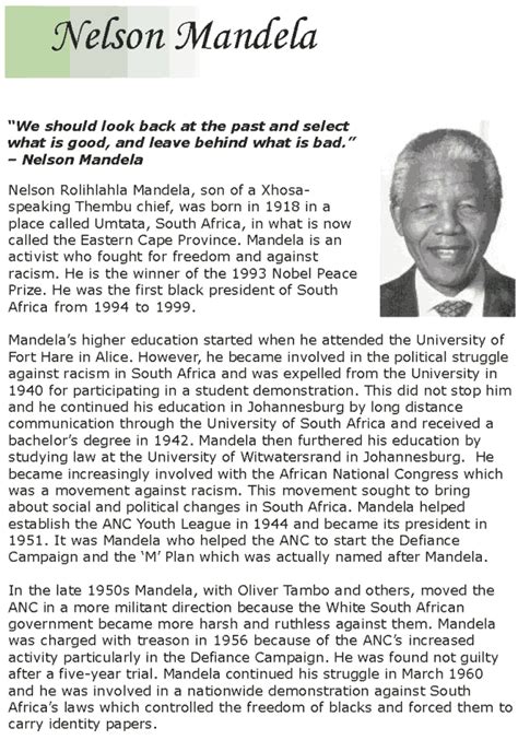 Biography Of Nelson Mandela In 150 Words - Letter Words Unleashed