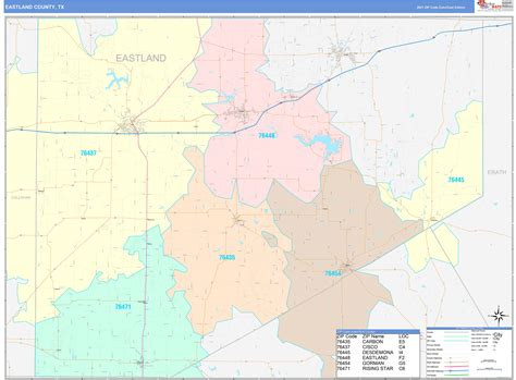 Eastland County, TX Wall Map Color Cast Style by MarketMAPS - MapSales