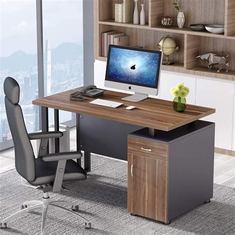 Tribesigns Computer Desk with Storage Cabinet, 47 inch Modern Office ...