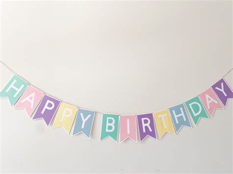 Happy Birthday Name Banner Custom Birthday Banner Pastel | Etsy