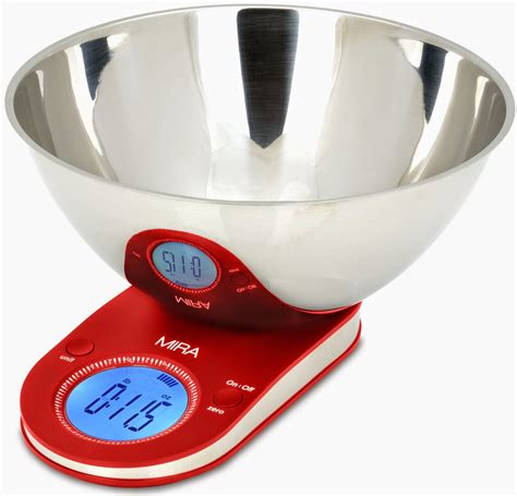 MIRA Bakers Digital Kitchen Scale with removable stainless steel bowl, Red — Digital Spoon