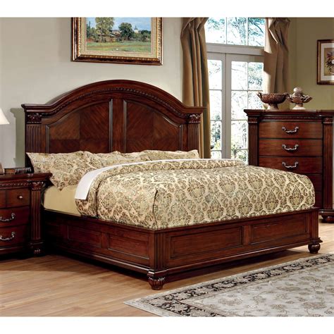 Furniture of America Tamp Traditional Cherry Solid Wood Panel Bed - Walmart.com - Walmart.com