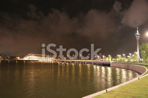 Bridge And Tower At Night In Macau, China Stock Photo | Royalty-Free | FreeImages