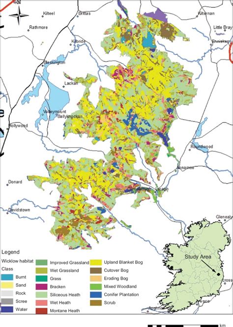 Map of The Wicklow Mountains National Park with Quickbird-/SPOT-derived ...