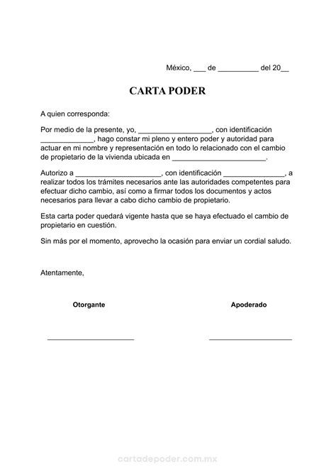 ᐅ Carta Poder para Cambio de Propietario de Casa (Ejemplos)