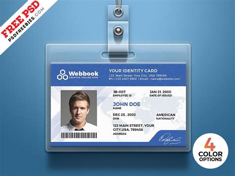 Free ID Card Template PSD Set | Kartvizitler, Tasarım