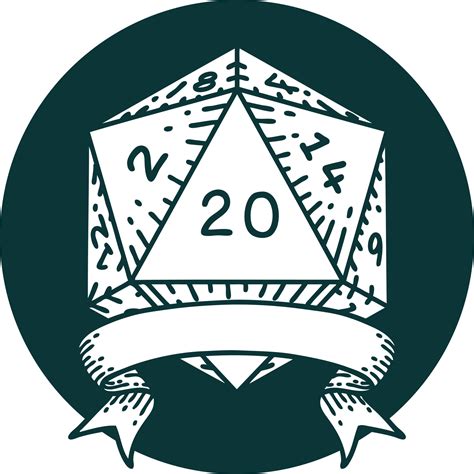 icon of natural 20 critical hit D20 dice roll 11861085 Vector Art at ...